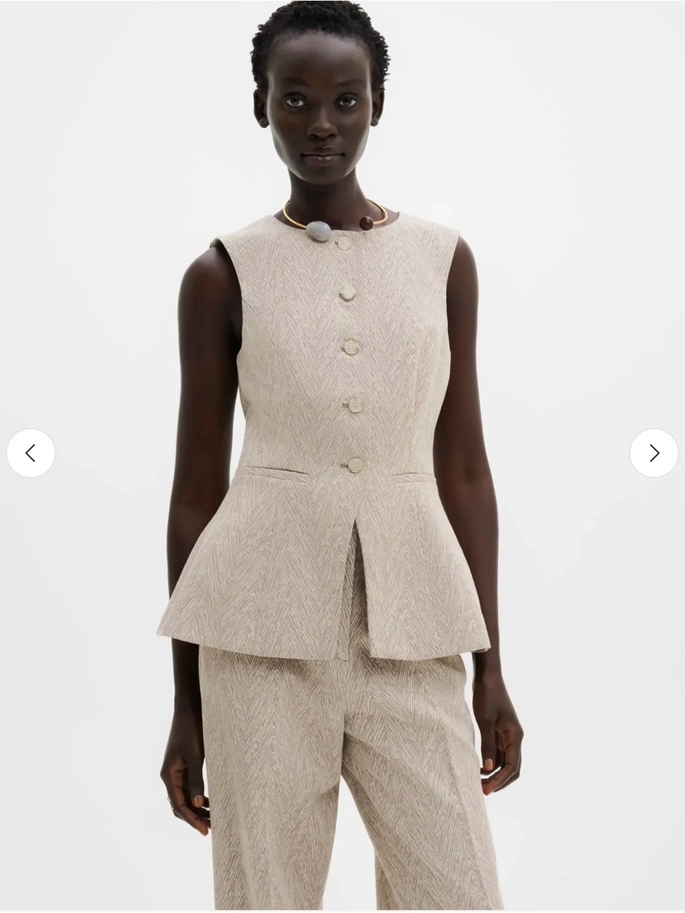 By Malina cream Tailored Sleeveless Peplum Vest textured smart casual NWT